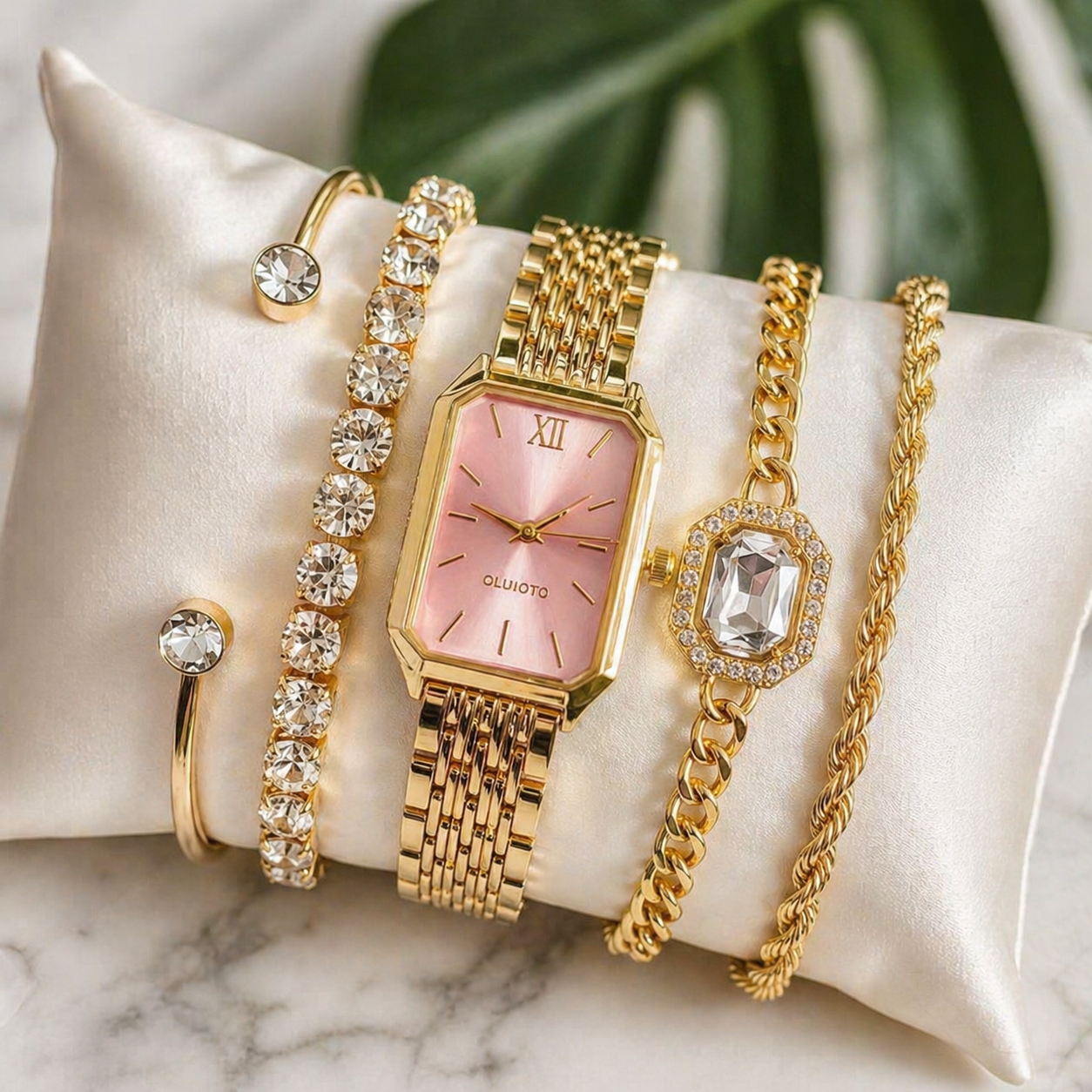Oliuoto Luxury Women’s Watch & Bracelet 5-Piece Gift Set